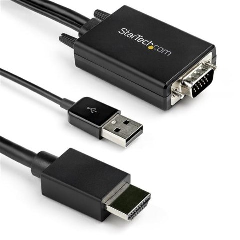 StarTech VGA2HDMM2M adapter kablowy 2 m USB Type-A + VGA (D-Sub) HDMI Typu A (Standard) Czarny