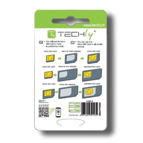 Techly I-SIM-3 adapter kart pamięci flash/SIM Adapter do karty SIM