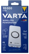 Varta 57909 101 111 bank mocy Litowo-polimerowy (LiPo) 20000 mAh Bezprzewodowe ładowanie Biały