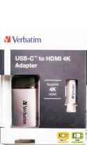 Verbatim 49143 adapter kablowy 0,1 m USB Type-C HDMI Czarny, Srebrny