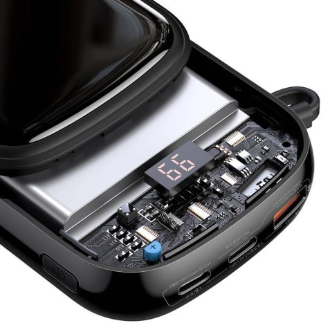 Powerbank Baseus Qpow PRO z kablem Lightning, portem USB-C i USB, 20000mAh, 20W (czarny)