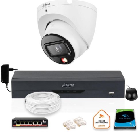Zestaw monitoringu IP Dahua Kamera zewnętrzna IP 6mpx dysk twardy