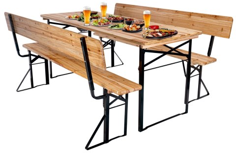 Zestaw ogrodowy stalowo-drewniany PORTER 170 cm stół+ 2 ławki