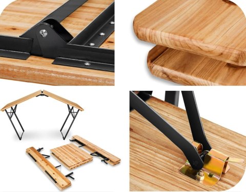 Zestaw ogrodowy stalowo-drewniany PORTER 170 cm stół+ 2 ławki