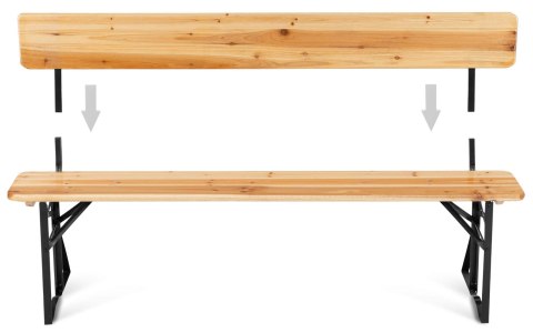 Zestaw ogrodowy stalowo-drewniany PORTER 170 cm stół+ 2 ławki