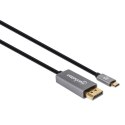Manhattan 354844 adapter kablowy 2 m USB Type-C DisplayPort Czarny, Srebrny