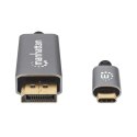 Manhattan 354844 adapter kablowy 2 m USB Type-C DisplayPort Czarny, Srebrny