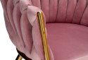 Krzesło welurowe plecione COFTON gold VELVET różowy