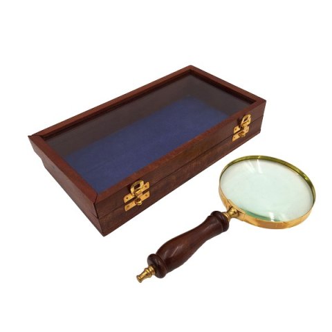 Lupa w oprawie mosiężnej w pudełku drewnianym MAG-0502ZS