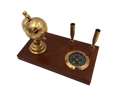 Zestaw dekoracyjny na biurko: globus, kompas, uchwyty na długopisy - NC2144EZS