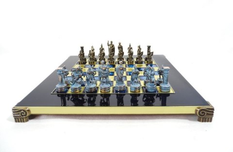 Luksusowe Szachy Mosiężne 28 x 28 cm - Ekskluzywny Prezent - S3BBLU