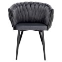 Krzesło welurowe plecione COFTON Black VELVET grafitowy