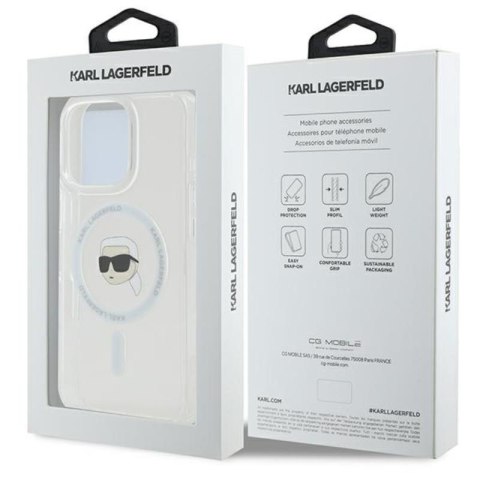 Karl Lagerfeld IML Metal Karl Head MagSafe - Etui iPhone 16 Pro (biały)