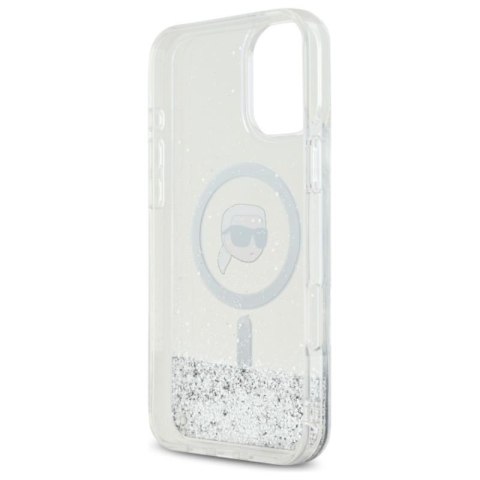 Karl Lagerfeld Liquid Glitter Karl Head MagSafe - Etui iPhone 16 Plus (przezroczysty)