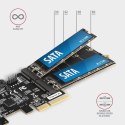 Axagon PCES-SA4M2 PCIe Controller 2x internal SATA 6G port+ M.2 B-key adapter Wewnętrzny M.2, SATA