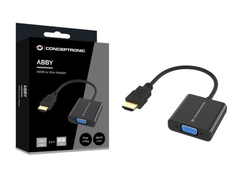 Conceptronic ABBY20B adapter kablowy 0,25 m HDMI Typu A (Standard) VGA (D-Sub) Czarny