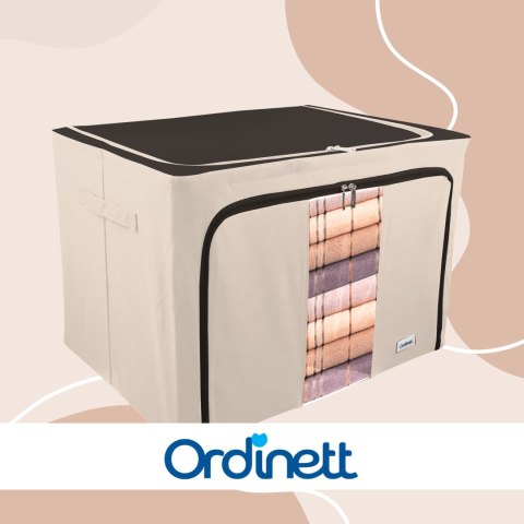 Beżowy organizer Kamai Gio Style z utwardzonymi ściankami, bocznymi uchwytami i okienkiem, pojemność 100L