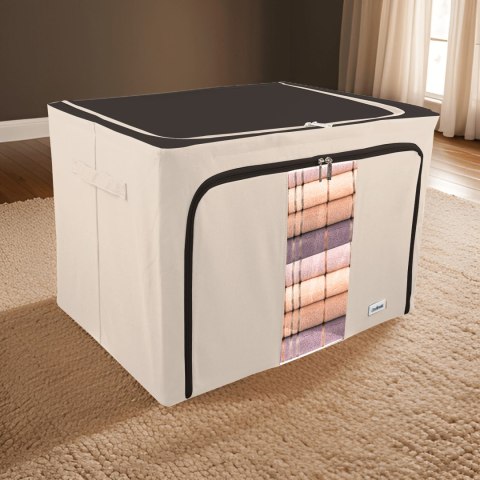 Beżowy organizer Kamai Gio Style z utwardzonymi ściankami, bocznymi uchwytami i okienkiem, pojemność 100L