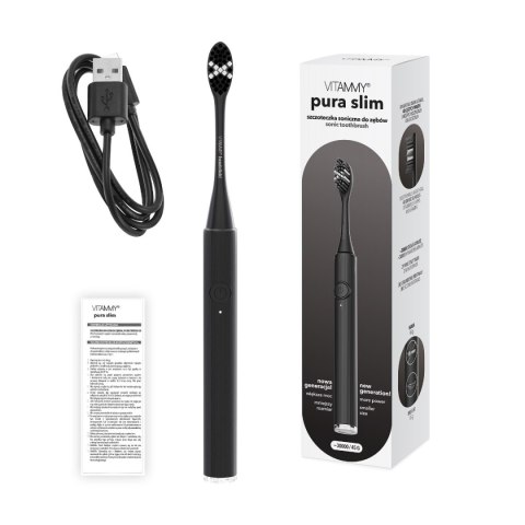 VITAMMY PURA SLIM CZARNA Szczoteczka soniczna do zębów nowej generacji, ultralekka