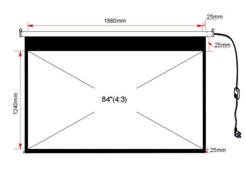 EKRAN ELEKTRYCZNY 84" 127x170cm z pilotem EA-84 4:3 ART