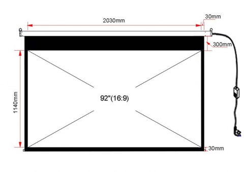EKRAN ELEKTRYCZNY 92" 114x203cm z pilotem EA-92 16:9 ART