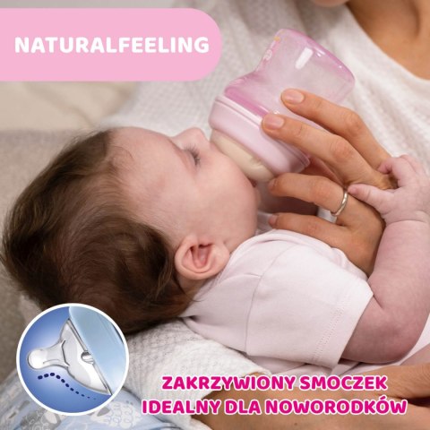 CHICCO NATURALFEELING 0M+ 150 ml Butelka plastikowa, smoczek silikon, przepływ wolny