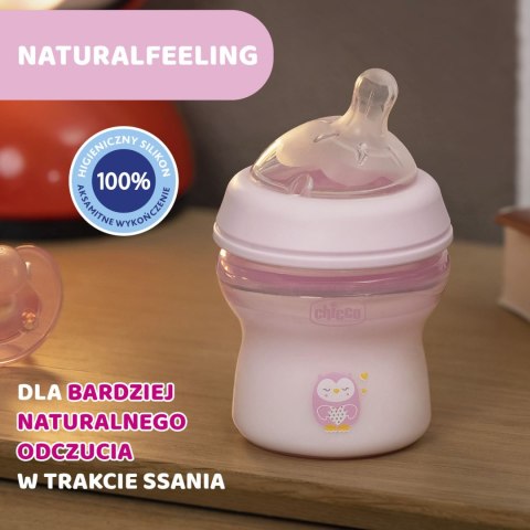 CHICCO NATURALFEELING 0M+ 150 ml Butelka plastikowa, smoczek silikon, przepływ wolny