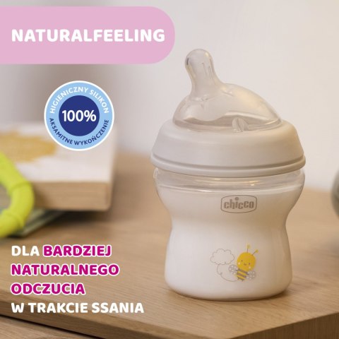 CHICCO NATURALFEELING 0M+ 150 ml Butelka plastikowa, smoczek silikon, przepływ wolny