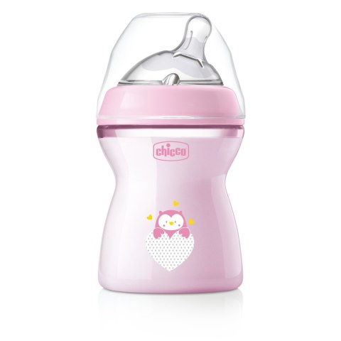CHICCO NATURALFEELING 2M+ 250 ml Butelka plastikowa, smoczek silikon, przepływ średni