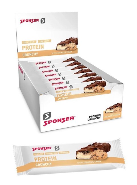 Baton proteinowy SPONSER CRUNCHY PROTEIN BAR Cookies&Cream (pudełko 15szt x 50g) (NEW 2025)