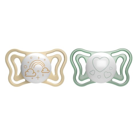 CHICCO PHYSIO LIGHT 2-6M Smoczek do uspokajania, silikonowy, LUMI, 2 szt.