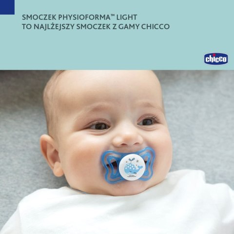 CHICCO PHYSIO LIGHT 2-6M Smoczek do uspokajania, silikonowy, LUMI, 2 szt.