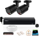 Zestaw monitoringu IP DAHUA 2 kamery tubowe zewnętrzne czarne 8MPX