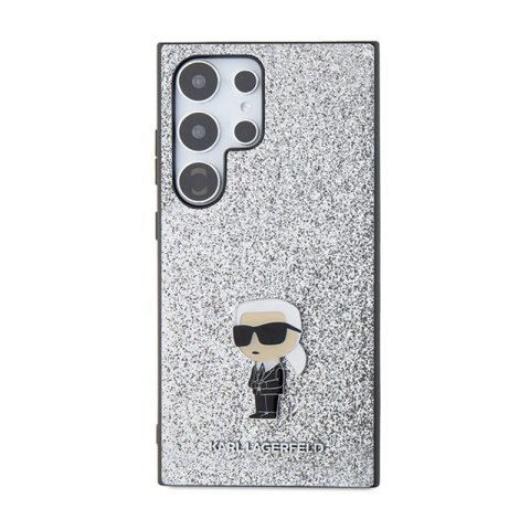 Karl Lagerfeld Fixed Glitter Ikonik Logo Metal Pin - Etui Samsung Galaxy S24 Ultra (srebrny)