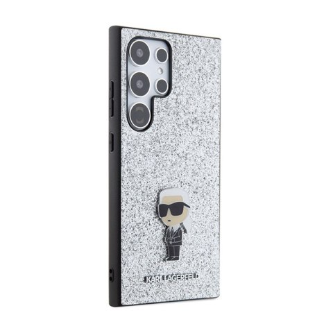 Karl Lagerfeld Fixed Glitter Ikonik Logo Metal Pin - Etui Samsung Galaxy S24 Ultra (srebrny)