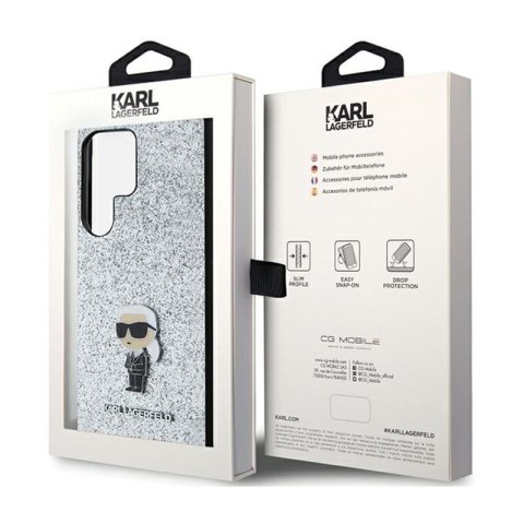 Karl Lagerfeld Fixed Glitter Ikonik Logo Metal Pin - Etui Samsung Galaxy S24 Ultra (srebrny)