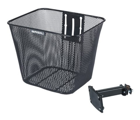 Kosz na kierownicę BASIL BILBAO FM, FIXED MOUNTED (ze wspornikiem 70183), mocowanie stałe, stalowy czarny (NEW)