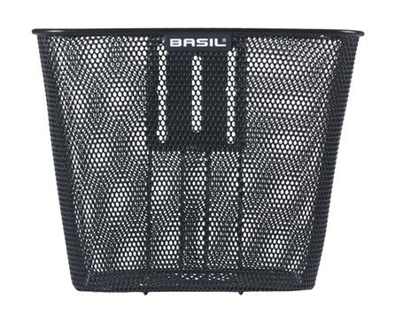 Kosz na kierownicę BASIL BILBAO FM, FIXED MOUNTED (ze wspornikiem 70183), mocowanie stałe, stalowy czarny (NEW)