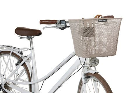 Kosz na kierownicę BASIL BILBAO FM, FIXED MOUNTED (ze wspornikiem 70183), mocowanie stałe, nude metallic (NEW)