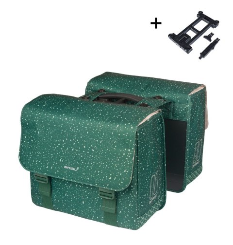 Sakwa podwójna BASIL FLAIR DOUBLE BICYCLE BAG MIK, MIK z adapterem do mocowania (ready to go), 35L, Wodoodporna, Green (NEW)