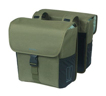 Sakwa podwójna BASIL GO DOUBLE BAG 32L, Universal Bridge System, dark green (WYPRZEDAŻ -50%)
