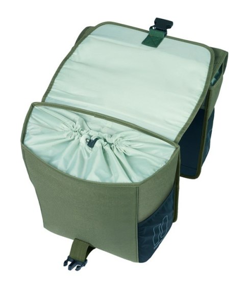 Sakwa podwójna BASIL GO DOUBLE BAG 32L, Universal Bridge System, dark green (WYPRZEDAŻ -50%)