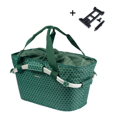 Kosz tylny na bagażnik BASIL FLAIR CARRY ALL REAR BASKET MIK, MIK z adapterem do mocowania (ready to go), 22L, Wodoodporna, Gree