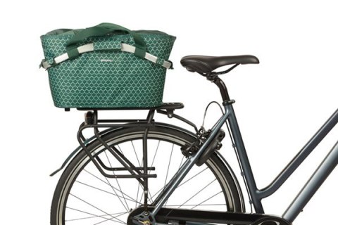 Kosz tylny na bagażnik BASIL FLAIR CARRY ALL REAR BASKET MIK, MIK z adapterem do mocowania (ready to go), 22L, Wodoodporna, Gree