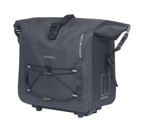 Torba na bagażnik BASIL NAVIGATOR STORM, MIK z adapterem do mocowania (ready to go), 13L, Wodoodporna, Czarna (NEW)