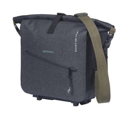 Torba na bagażnik BASIL NAVIGATOR STORM, MIK z adapterem do mocowania (ready to go), 13L, Wodoodporna, Czarna (NEW)