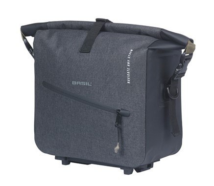 Torba na bagażnik BASIL NAVIGATOR STORM, MIK z adapterem do mocowania (ready to go), 13L, Wodoodporna, Czarna (NEW)