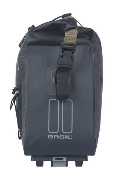Torba na bagażnik BASIL NAVIGATOR STORM, MIK z adapterem do mocowania (ready to go), 13L, Wodoodporna, Czarna (NEW)