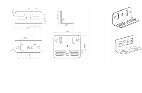 Uniwersalna podstawa pod napędy przesuwne/zestaw 4 kątowników ASM150