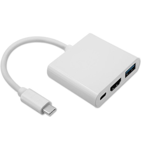 Qoltec Hub Adapter USB-C 3.1 3w1 | USB 3.0 | HDMI 4K | USB-C 3.1 PD 100W